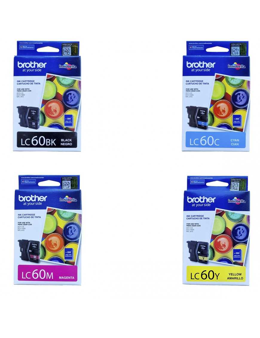 Pack Cartucho Tinta Brother LC60 Colores